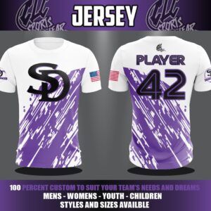White & Purple Crew Neck Diamond Back Jersey
