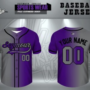 Gray & Purple Full Button Diamond Back Jersey