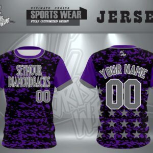 Black & Purple Crew Neck Diamond Back Jersey