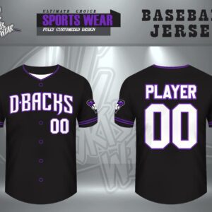 Black Full Button Diamond Back Jersey