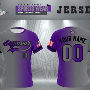 Grey & Purple Crew Neck Diamond Back Jersey