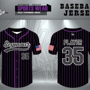 Pinstripe Full Button Black Diamond Back Jersey