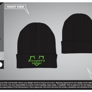 Seymour Reapers Black Beanie (Green Baseball Logo)