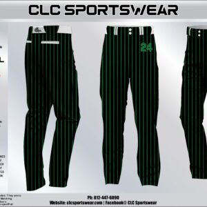 Kryptonites Pinstripe Baseball Pants - Black with Green Stripes
