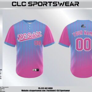 BG Select Baseball Button-Up Jersey – Custom Name & Number (Pink/Carolina Blue Pinstripe)