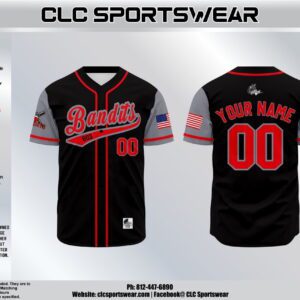 603 Bandits Baseball Black Button-Up Jersey