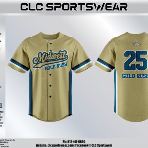 Midwest Gold Rush Gold Baseball Jersey
