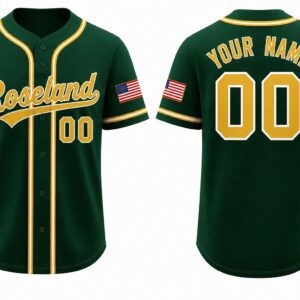 Roseland Forest Green Gold Sublimated Baseball Button-Up