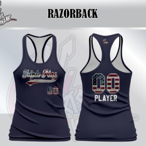 Triple Play Navy Razorback with American Flag Numbers