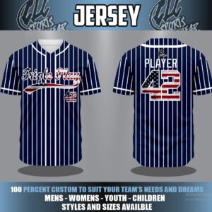 Triple Play Navy Pinstripe Jersey Button Up