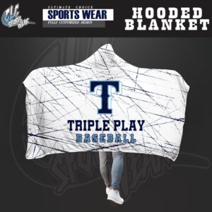Triple Play White Hooded Blanket