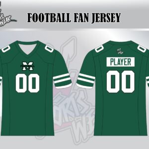 Monrovia Bulldogs Green Football Fan Jersey (Alt View)