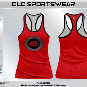 ISE Womens Tank  Red Speckle with Round Crest (Black Trim)