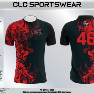Indy Southside Elite Cotton Cotton Polo – Inferno Flames Shield Badge (Black/Red)
