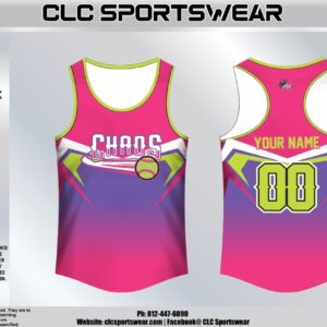 Team Chaos Chevron Razorback Tank Top - Pink/Purple/Lime