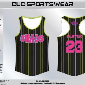 Team Chaos Pinstripe Razorback Tank Top - Black/Lime/Pink