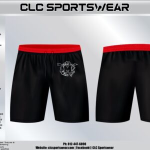 Madison Archery Cubs Black Basketball Shorts with Red Waistband