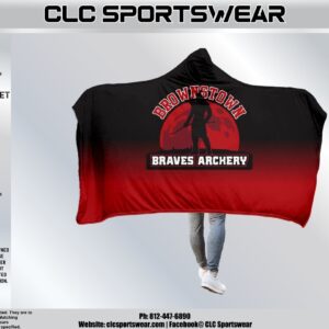 Brownstown Braves Archery Hooded Blanket - Black/Red
