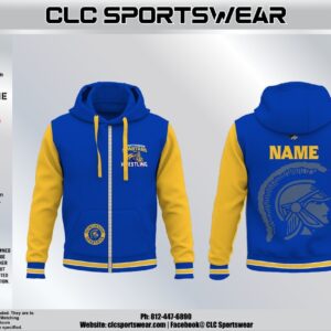 Northside Spartans Wrestling Zip-Up Hoodie - Blue/Gold Colorblock