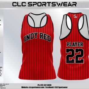 Indy Red Pinstripe Racerback Tank Top (Custom Player Name & Number)