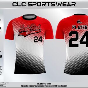 Indy Red Softball Short Sleeve Shirt - Red/White/Black Fade (Custom Number)