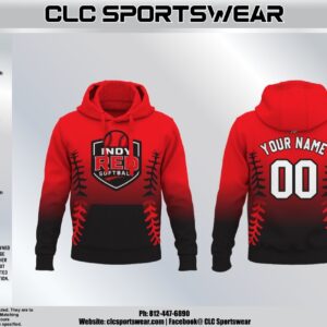 Indy Red Softball Gradient Hoodie - Red/Black Lace (Custom Name & Number)