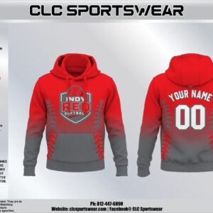 Indy Red Softball Fade Hoodie - Red/Grey Lace (Custom Name & Number)