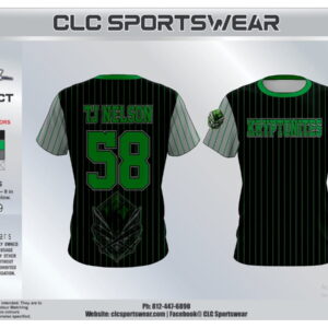 Kryptonites Black Pinstripe Jersey - Green Lettering