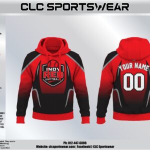Indy Red Softball Pro-Panel Hoodie - Red/Black (Custom Name & Number)
