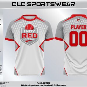 Indy Red Softball Diamond Crew Neck Shirt - White/Grey (Custom Name & Number)