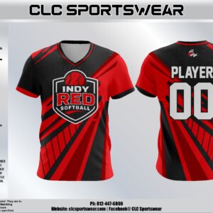 Indy Red Softball V-Neck Slash Jersey - Red/Black (Custom Name & Number)