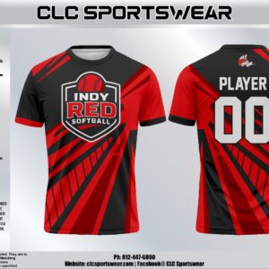 Indy Red Softball Crew Neck Slash Shirt - Red/Black (Custom Name & Number)