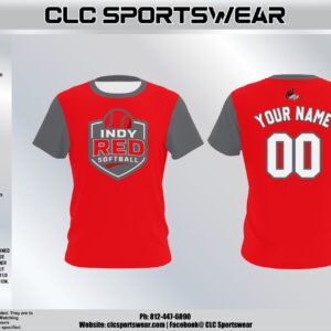 Indy Red Softball Jersey Tee - Red/Grey (Custom Name & Number)