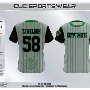 Kryptonites Pinstripe Jersey - Grey with Green Accents