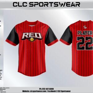 Indy Red "RED" Button-Front Jersey - Pinstripe/Black Sleeve (Custom Name & Number)