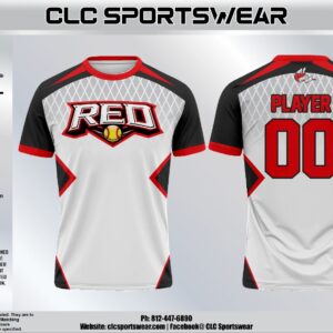 Indy Red "RED" Crew Neck Performance Shirt - White/Black/Red (Custom Name & Number)