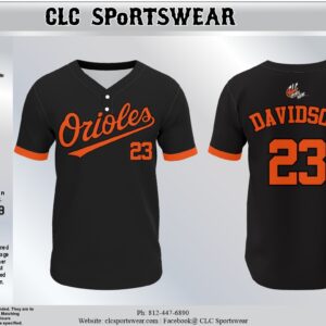 Orioles Baseball Button-Up Jersey (Black/Orange)
