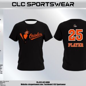 Orioles Baseball Mascot Script Tee (Black)