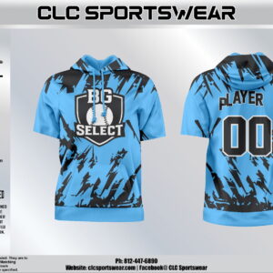 BG Select Baseball Short Sleeve Hoodie – Lightning Camo (Carolina Blue/Black)