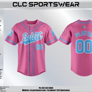 BG Select Baseball Button-Up Jersey – Custom Name & Number (Pink/Carolina Blue)