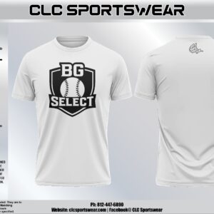 BG Select Baseball Crew Neck Tee – Shield Logo (White)