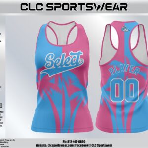 BG Select Baseball Racerback Tank Top  Custom Name & Number (Pink/Blue Splash)