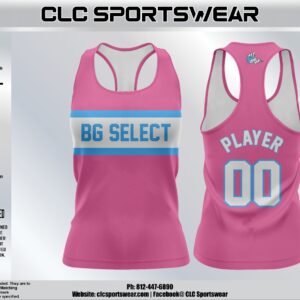 BG Select Baseball Racerback Tank Top  Custom Name & Number (Pink/Blue Stripe)
