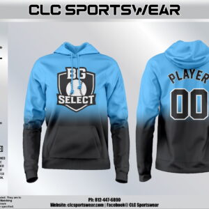 BG Select Baseball Hoodie – Custom Name & Number (Blue Fade/Black)