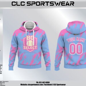 BG Select Baseball Hoodie – Lightning Camo Custom Name & Number (Pink/Carolina Blue)