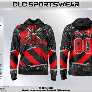 603 Bandits Baseball Black & Red Splatter Hoodie