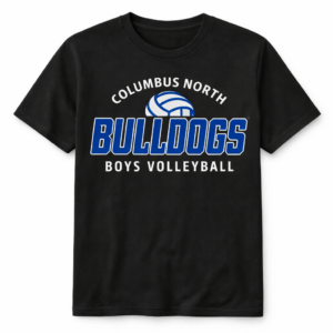 Columbus North Volleyball – Bulldogs Classic Tee (Black/Blue & White)