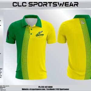JR. Rockets Baseball Polo (Split Stripe Green/Yellow)  Athletic