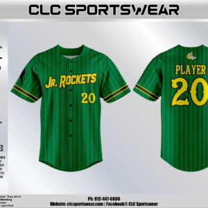 JR. Rockets Baseball Full Button Jersey (Pinstripe Green) – Jr. Rockets