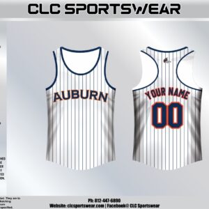 South Tyler County Little League – Auburn Pinstripe Tank Top (White/Navy/Orange)